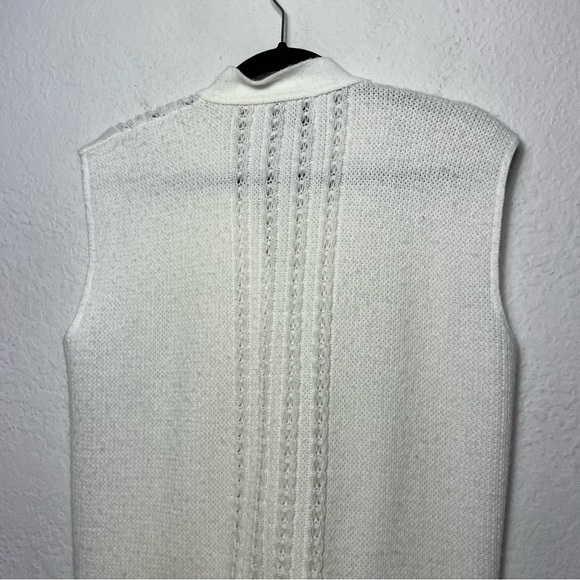 Vintage 1980s College Point Front Pocket Sleeveless Cardigan Vest - Picture 6 of 8